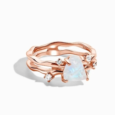 Femmes 925 Sterling Silver Natural Blue Moonstone Ring Moonstone Jewelry Design