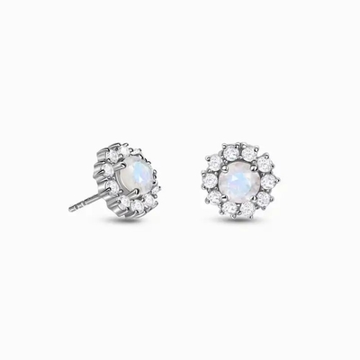 Les femmes plaquées par or de Sterling Silver Jewelry 14K de la vente en gros 925 balancent les boucles d'oreille naturelles de baisse de Moonstone de boucles d'oreille