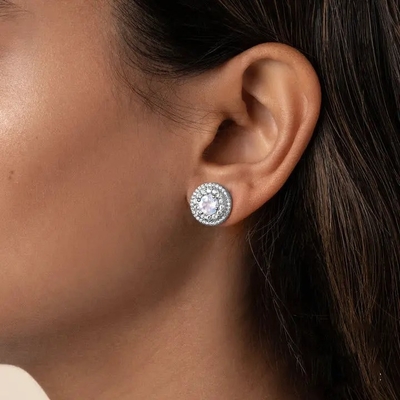 Les femmes plaquées par or de Sterling Silver Jewelry 14K de la vente en gros 925 balancent les boucles d'oreille naturelles de baisse de Moonstone de boucles d'oreille