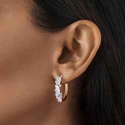 Boucle d'oreille fine d'usine de conception de bijoux de Moonstone de vente en gros de bijoux du cru S925 Rose Gold Plated White Zircon