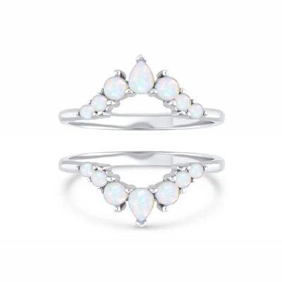 925 anneaux précieux véritables élégants antiques argentés d'Opal Promise Engagement Wedding Anniversary