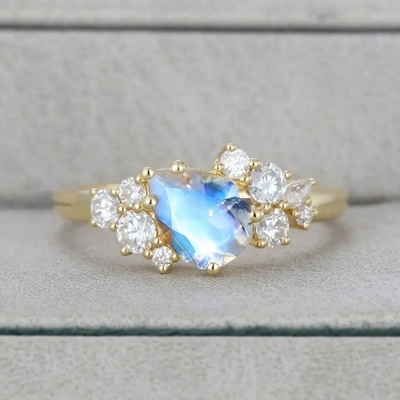 Or Ring Natural Gemstone Jewelry argenté de la bague de fiançailles 18k de Moonstone de poire