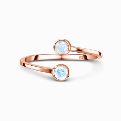 Anneaux 925 Sterling Silver de la CZ d'engagement de Moonstone d'arc-en-ciel