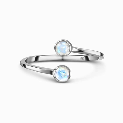 Coupe véritable de poire de Moonstone des pierres gemmes 925 d'anniversaire d'anneaux argentés naturels de bijoux
