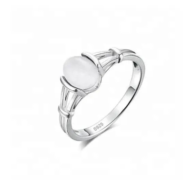 Beau 925 solide Sterling Silver Ring, pierre gemme ovale Ring For Girls de Moonstone de coupe