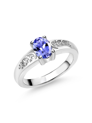 Le coussin naturel de 2 ct a coupé l'anneau de cocktail de Tanzanite en or blanc de Ring In 18K d'engagement de Sterling Silver