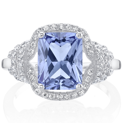 Le coussin naturel de 2 ct a coupé l'anneau de cocktail de Tanzanite en or blanc de Ring In 18K d'engagement de Sterling Silver