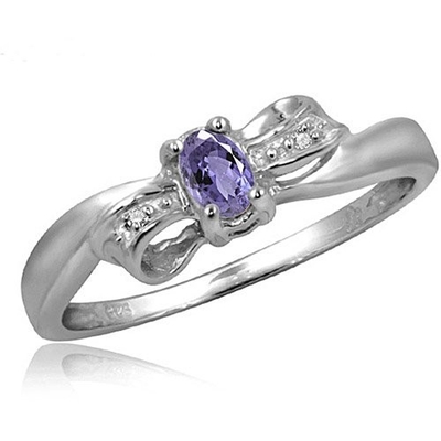 0,25 carats Tanzanite 0,925 Sterling Silver Ring Jewelry avec la CZ blanche – anneaux de pierre gemme avec hypoallergénique