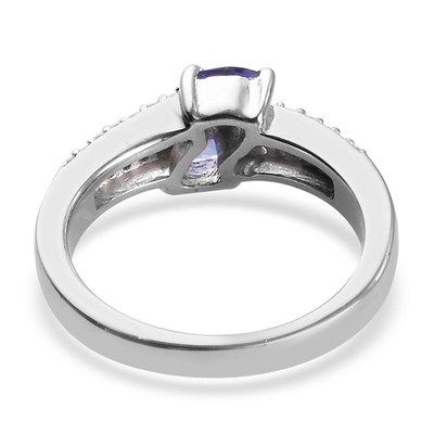 0,25 carats Tanzanite 0,925 Sterling Silver Ring Jewelry avec la CZ blanche – anneaux de pierre gemme avec hypoallergénique