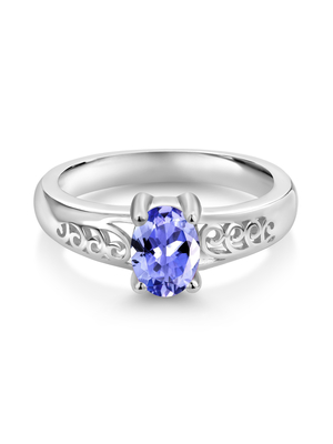 0,25 carats Tanzanite 0,925 Sterling Silver Ring Jewelry avec la CZ blanche – anneaux de pierre gemme avec hypoallergénique