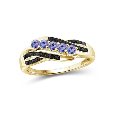 1 carat Tanzanite et accent CZ blanche Sterling Silver Engagement Ring