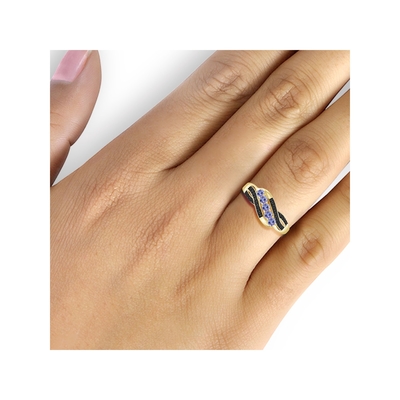 1 carat Tanzanite et accent CZ blanche Sterling Silver Engagement Ring