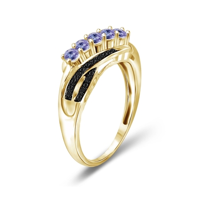 1 carat Tanzanite et accent CZ blanche Sterling Silver Engagement Ring