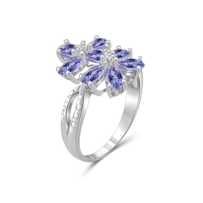1 carat Tanzanite et accent CZ blanche Sterling Silver Engagement Ring