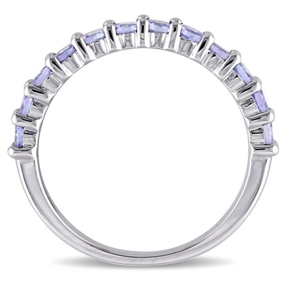 Carat T.G.W. Tanzanite Sterling Silver Semi-Eternity Engagement Ring des femmes de Miabella 4/5