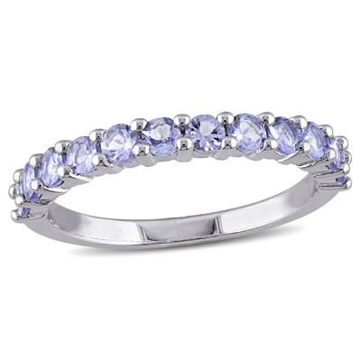 Carat T.G.W. Tanzanite Sterling Silver Semi-Eternity Engagement Ring des femmes de Miabella 4/5