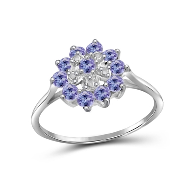 Les bijoutiers de conception de fleur de branche matraquent l'anneau Sterling Silver Ring Jewelry de Tanzanite avec l'accent blanc de la CZ