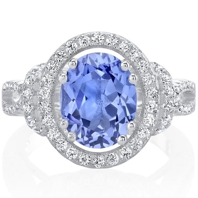 Anneau simulé naturel de Tanzanite en Sterling Silver - bague de fiançailles alternative Artsy - anneau l'épousant fait main