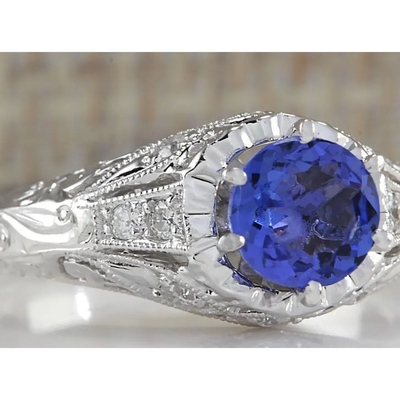 Anneau simulé naturel de Tanzanite en Sterling Silver - bague de fiançailles alternative Artsy - anneau l'épousant fait main