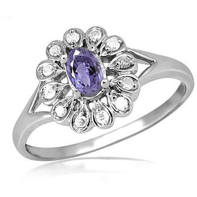 Les bijoutiers matraquent 1/4 accent Sterling Silver Ring du carat T.G.W. Tanzanite And White CZ