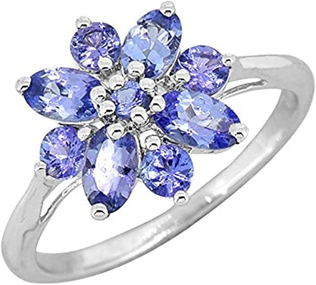 0,25 carats Tanzanite avec Sterling Silver Ring Jewelry avec l'accent blanc de la CZ