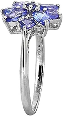 0,25 carats Tanzanite avec Sterling Silver Ring Jewelry avec l'accent blanc de la CZ