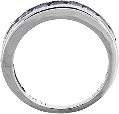 0,5 or blancs solides bleus naturels de l'anneau 18K de CTW Tanzanite