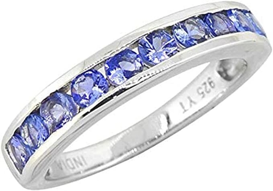 0,5 or blancs solides bleus naturels de l'anneau 18K de CTW Tanzanite