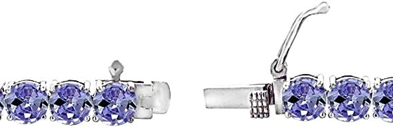 24,70 CTW Tanzanite naturel et bracelet de la CZ en or 14K blanc solide