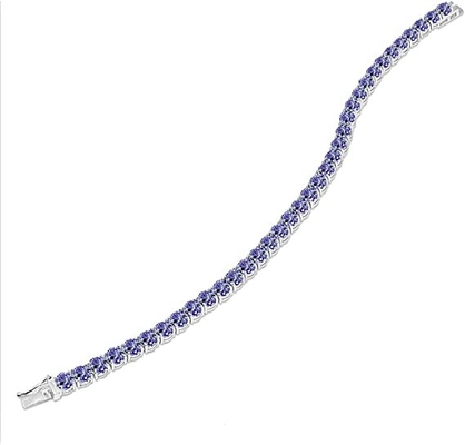 24,70 CTW Tanzanite naturel et bracelet de la CZ en or 14K blanc solide