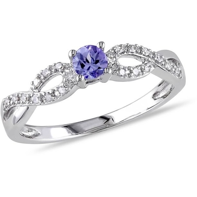 1,5 placage à l'or blanc naturel de Ring In 18K d'engagement de Tanzanite de carat au-dessus d'argent
