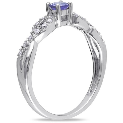 1,5 placage à l'or blanc naturel de Ring In 18K d'engagement de Tanzanite de carat au-dessus d'argent