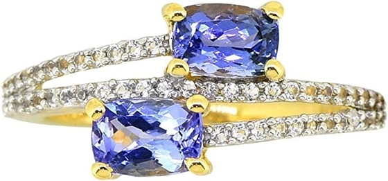Zircon bleu Ring Size de pierre porte-bonheur de Tanzanite d'or jaune de platine de femmes du magasin LC 8 cadeaux