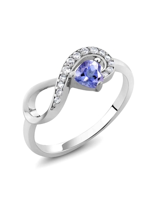6,02 or blanc solide bleu naturel de l'anneau 18K de CTW Tanzanite