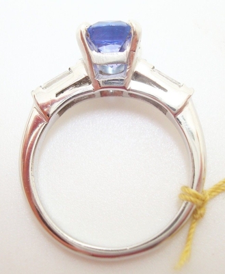 anneau naturel véritable de Tanzanite d'ovale de l'or 14k blanc avec la CZ