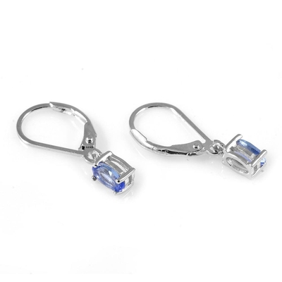 vrai 925 solide véritable pur de Tanzanite de boucle d'oreille d'agrafe de bijoux atural de pierre gemme Sterling Silver