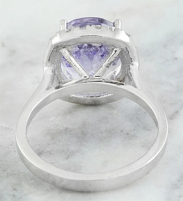 6,02 or blanc solide bleu naturel de l'anneau 18K de CTW Tanzanite