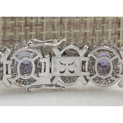24,70 CTW Tanzanite naturel et bracelet de la CZ en or 14K blanc solide