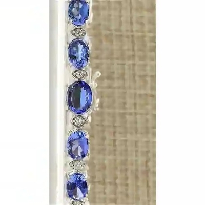 11,80 CTW Tanzanite naturel et bracelet de la CZ en or 14k blanc solide