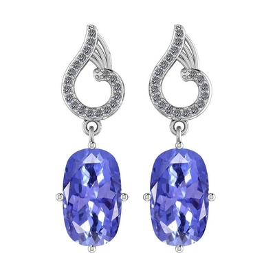 0,5 anneaux Sterling Silver Ring Jewelry de JewelersClub Tanzanite de conception de fleur de branche de carat avec l'accent blanc de la CZ