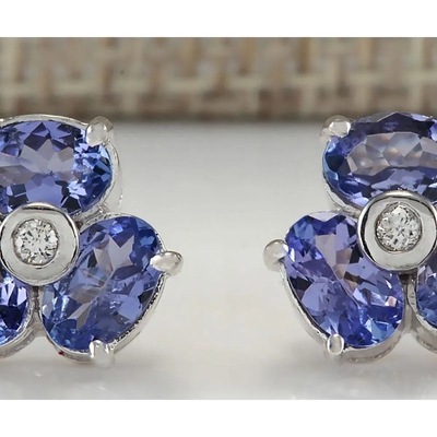0,5 anneaux Sterling Silver Ring Jewelry de JewelersClub Tanzanite de conception de fleur de branche de carat avec l'accent blanc de la CZ