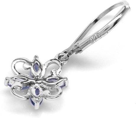 0,5 anneaux Sterling Silver Ring Jewelry de JewelersClub Tanzanite de conception de fleur de branche de carat avec l'accent blanc de la CZ