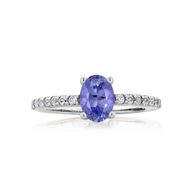 or blanc de la bague de fiançailles 14k de princesse Cut Natural Tanzanite de 4mm