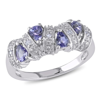 Les bijoutiers matraquent Tanzanite Ring Birthstone Jewelry avec la CZ blanche