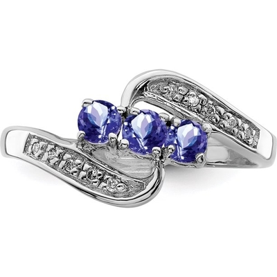 Avec l'anneau de 925 Sterling Silver Rhodium Tanzanite Engagement