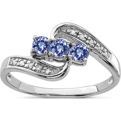 Avec l'anneau de 925 Sterling Silver Rhodium Tanzanite Engagement