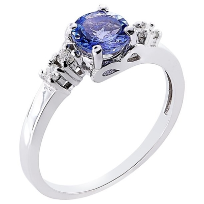 or blanc de la bague de fiançailles 14k de princesse Cut Natural Tanzanite de 4mm