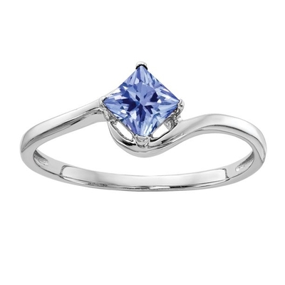 or blanc de la bague de fiançailles 14k de princesse Cut Natural Tanzanite de 4mm