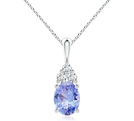collier pendant Tanzanite de l'or massif 14K de solitaire naturel d'Angara pour des filles de femmes