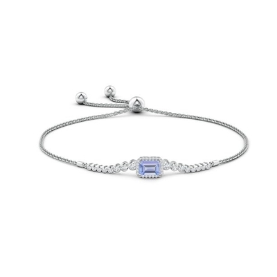 Bracelet naturel réglable d'ANGARA Tanzanite pour l'or blanc des filles 14K de femmes